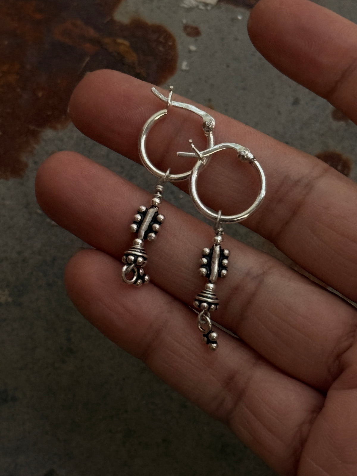 925 Sterling Silver Handcrafted Tribal Rawa Hoops Mandali Earrings