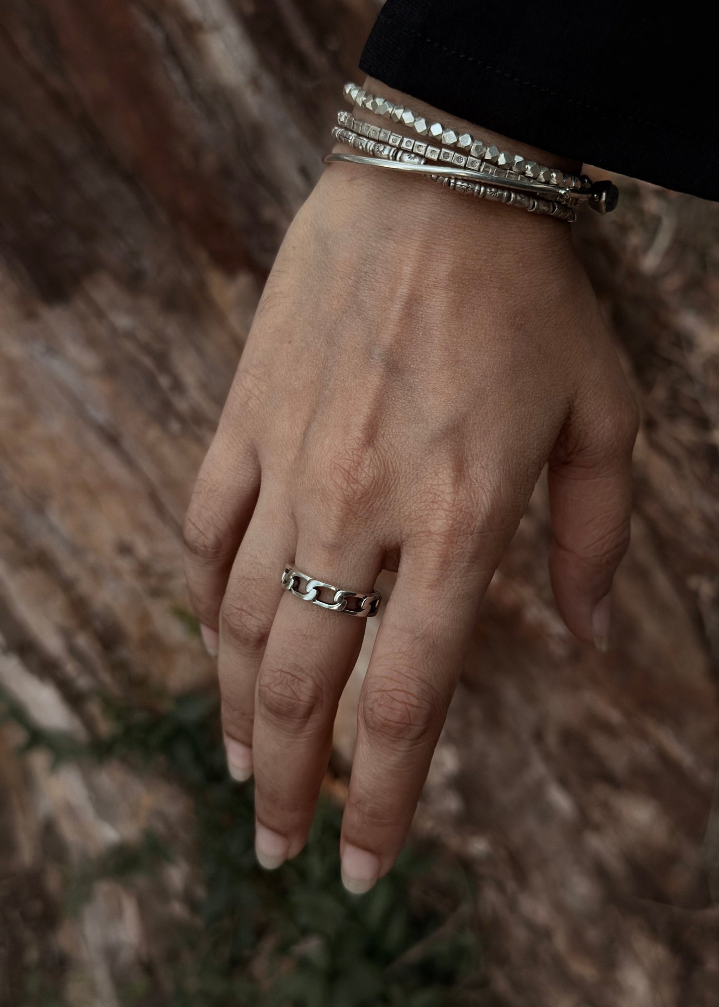 925 Sterling Silver Half Cuban Link Unisex Band Ring