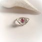 Divine lotus silver ring with a striking garnet stone
