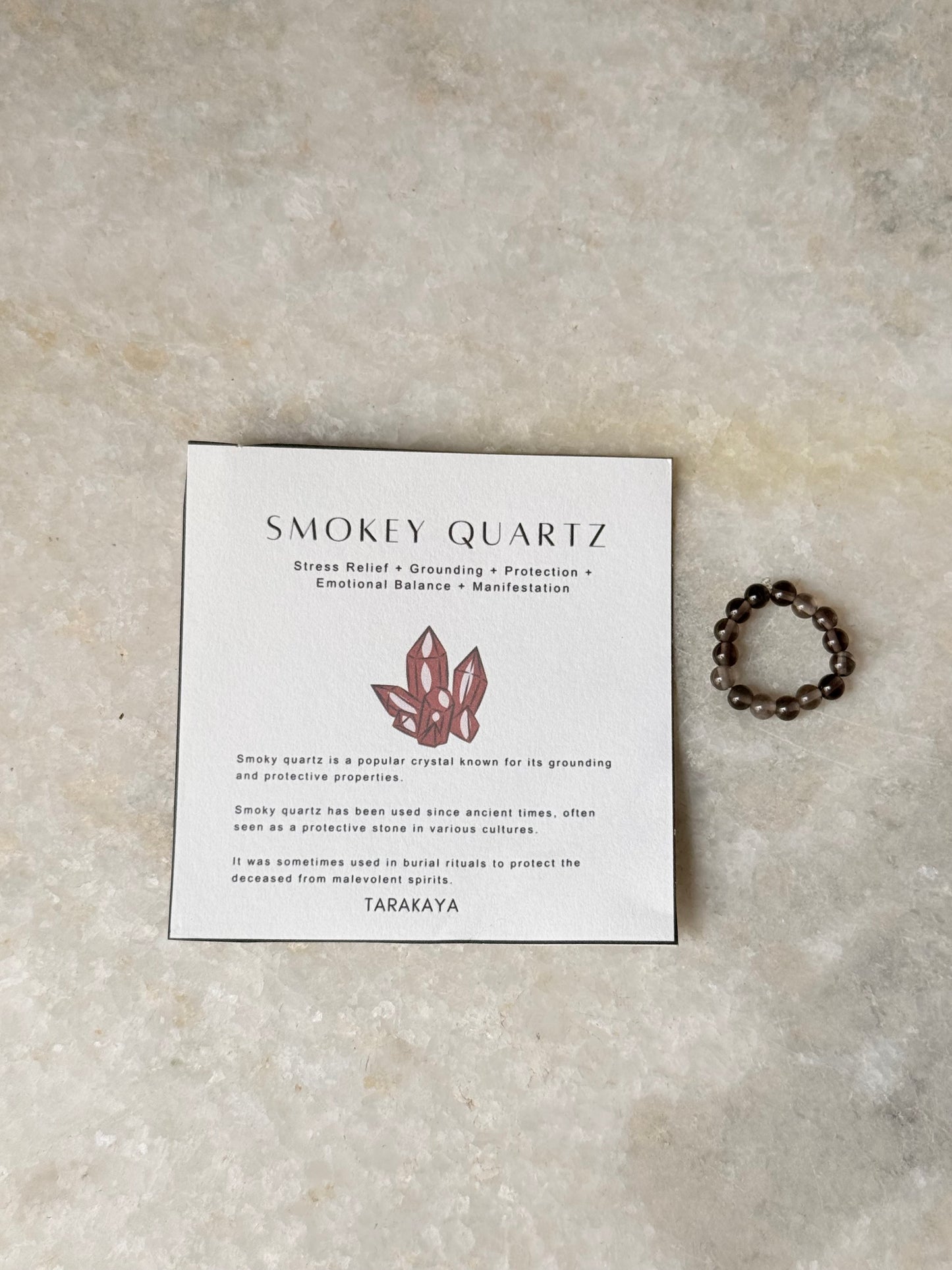 Natural Crystal Smokey Quartz 4mm Stretchy Rings