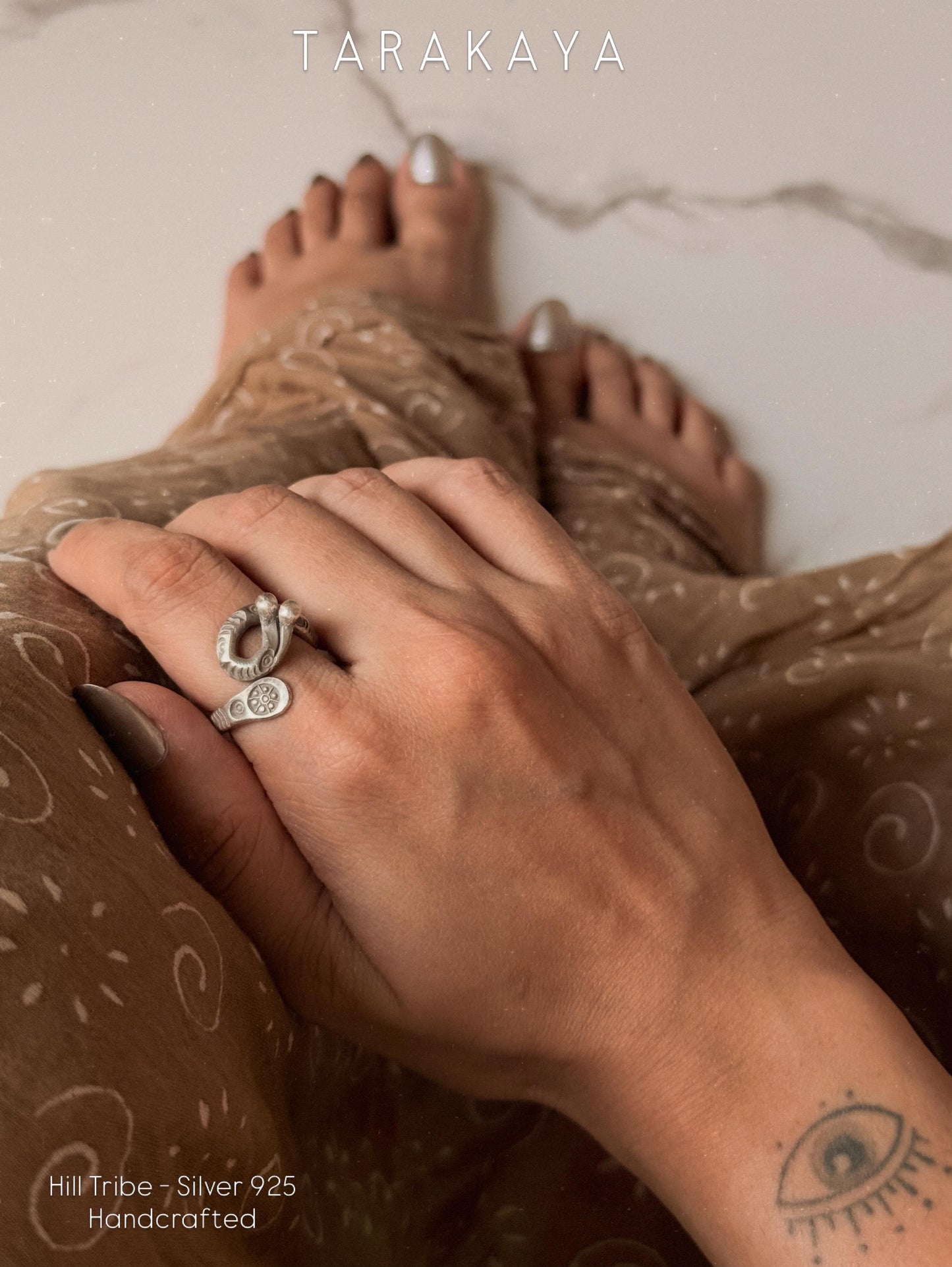 925 Sterling Silver Bohemian Hill Tribe Terra Handcrafted Adjustable Ring