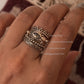 925 Sterling Silver Moonstone Evil Eye Boho Stack Ring