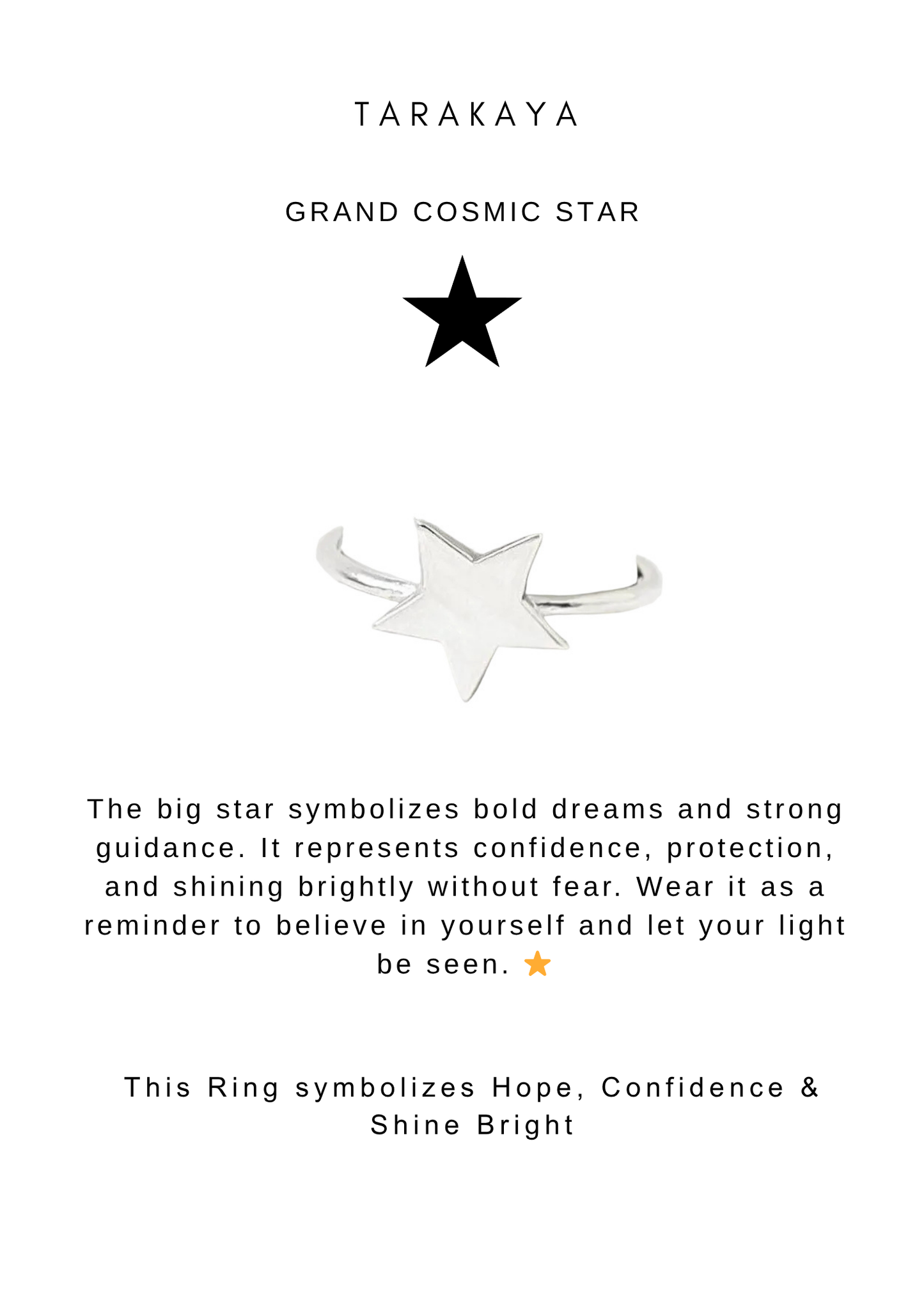925 Sterling Silver Big Star Celestial Ring