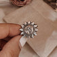 Charming Surya Dev symbol adjustable silver ring