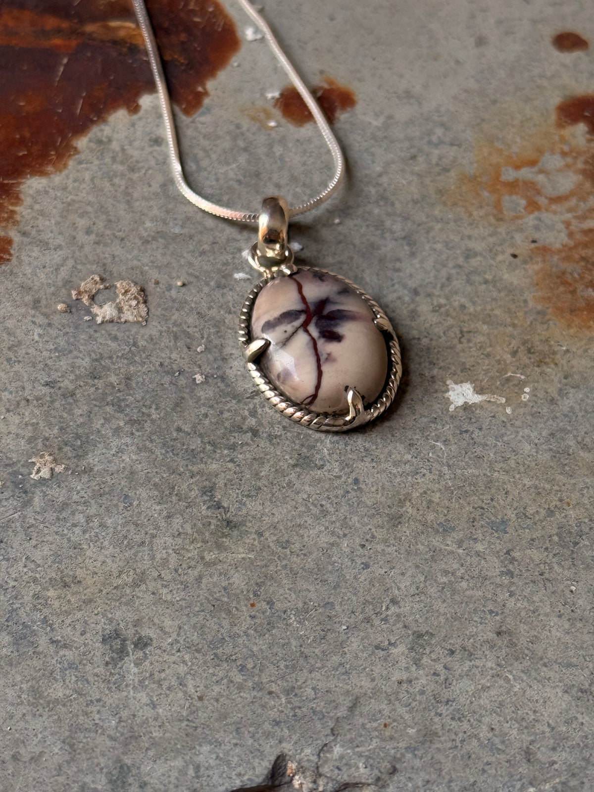 925 Sterling Silver Jasper Oval Handcrafted Pendant