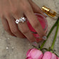 925 Sterling Silver Ruby Lab Grown flowers Bouquet Adjustable Ring