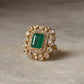 925 Sterling Silver Gold Plated Green onyx , Antique Moissanite Polki Adjustable Ring