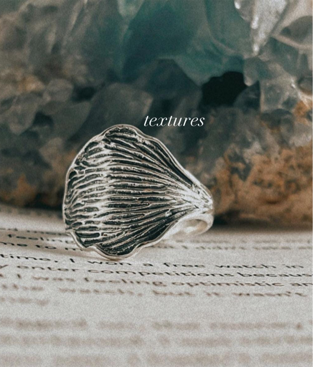 Ocean-Inspired Shell Texture Ring in Sterling Silver