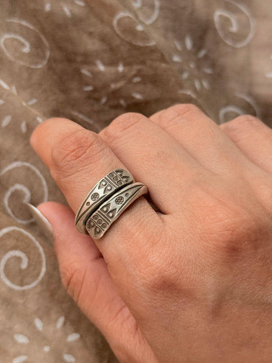 925 Sterling Silver Bohemian Hill Tribe Handcrafted Spirit Trail Adjustable Ring