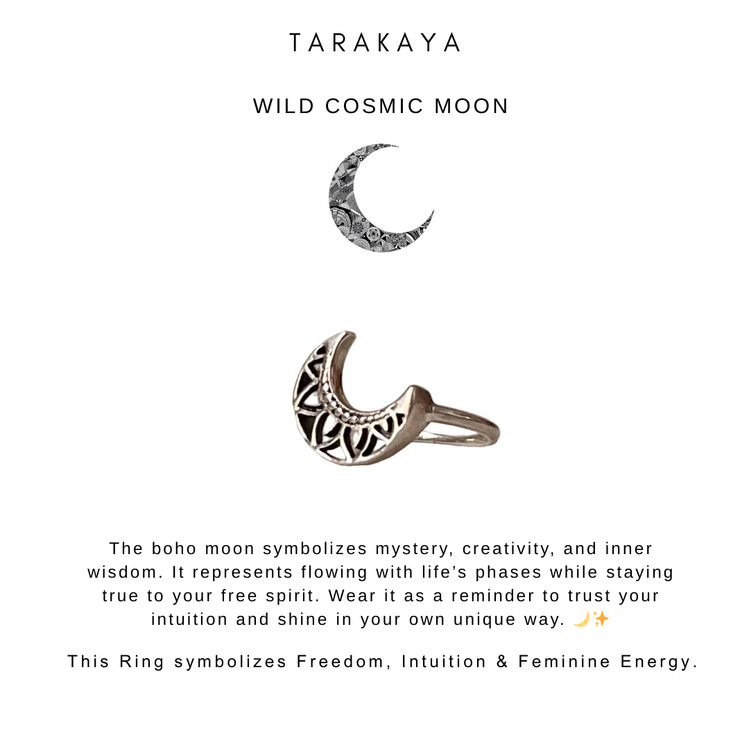 925 Sterling Silver Boho Moon Ring