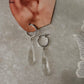 925 Sterling Silver Clear Quartz Drop Carved Charm Italian Hoops Handcrafted