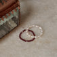 Natural Crystal Stretchy Fresh Water Pearl & Garnet Rings