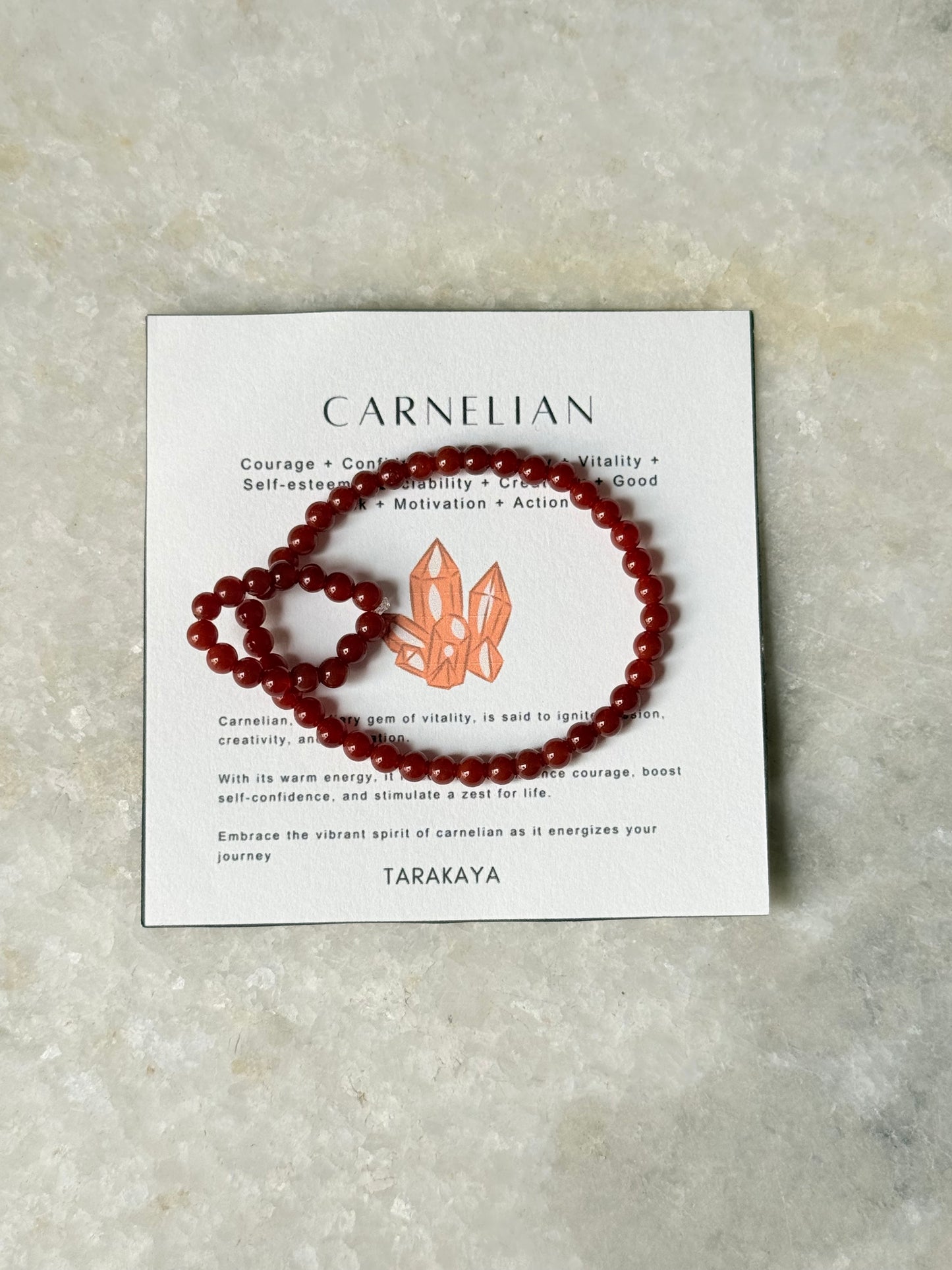 Natural Crystal Carnelian 4mm Stretchy Rings & Bracelet