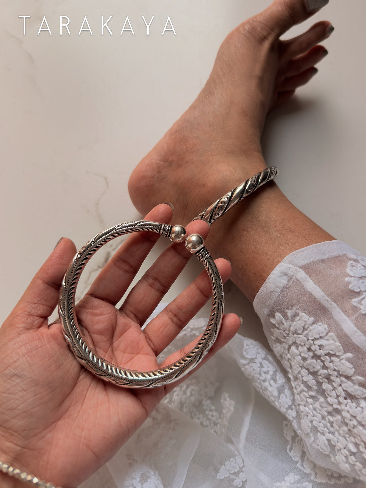 925 Sterling Silver Tribal Leg Kada Pure Daily Wear Single pc - 1 unit Anklet