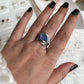 Labradorite Pear Rustic Silver Ring with Unique Design