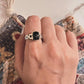 Timeless black onyx and Cuban link silver ring with sleek craftsmanship.