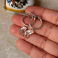 925 Sterling Silver Clear Quartz Moon Carved Charm Italian Hoops
