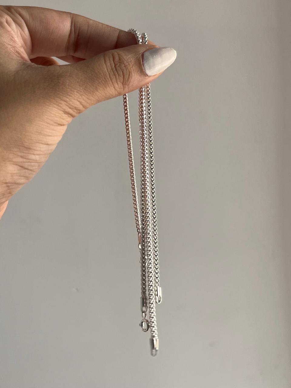 Handcrafted Fox Tail Chain Anklet in Sterling Silver