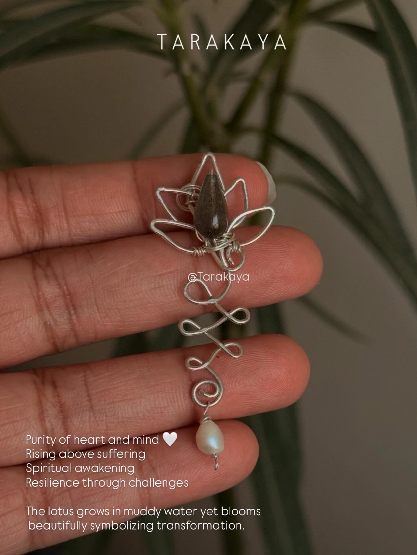 925 Sterling Silver Lotus Unalome - Labradorite & Pearl Wire Wrapped Handcrafted Pendant