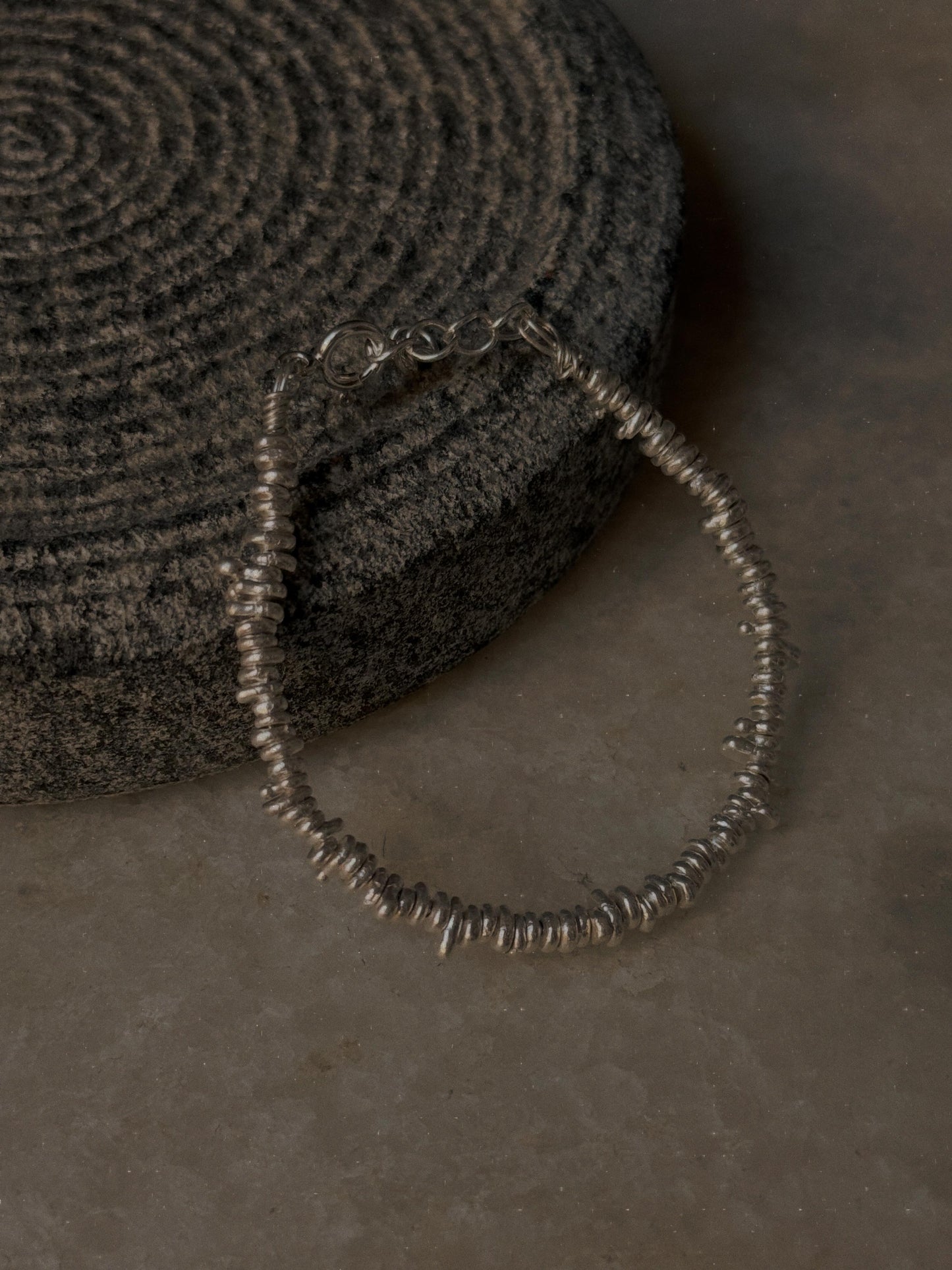 925 Sterling Silver Chunky Molten  Hill Tribe Handcrafted Beads In Pure Silver Wire Bracelet
