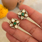 925 Sterling Silver Gold Plated Moissanite Polki Green Onyx Studs Earrings