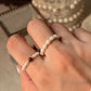 Natural Crystal Stretchy Fresh Water Pearl & Garnet Silver Ball Rings