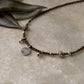 925 Sterling Silver Smokey Quartz 2mm & Hill Tribe Coin Charm & Silver Beads Handcrafted Necklace