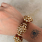 925 Sterling Silver Gold Plated Antique Moissanite Polki Pink Kundan Statement Bracelet