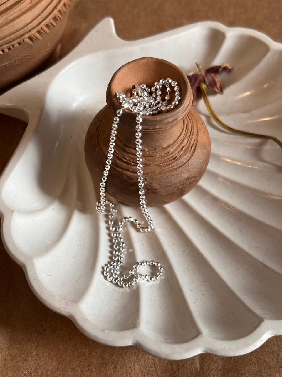 Delicate dot ball silver chain with smooth, refined beads