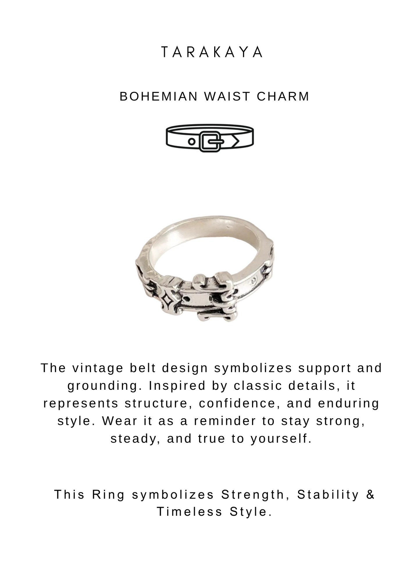 925 Sterling Silver Vintage Boho Belt Ring