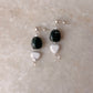 925 Sterling Silver Green Aventurine, Howlite & Clear Quartz Earrings