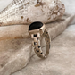 Black Onyx Cuban Link Band 925 Sterling Silver Ring