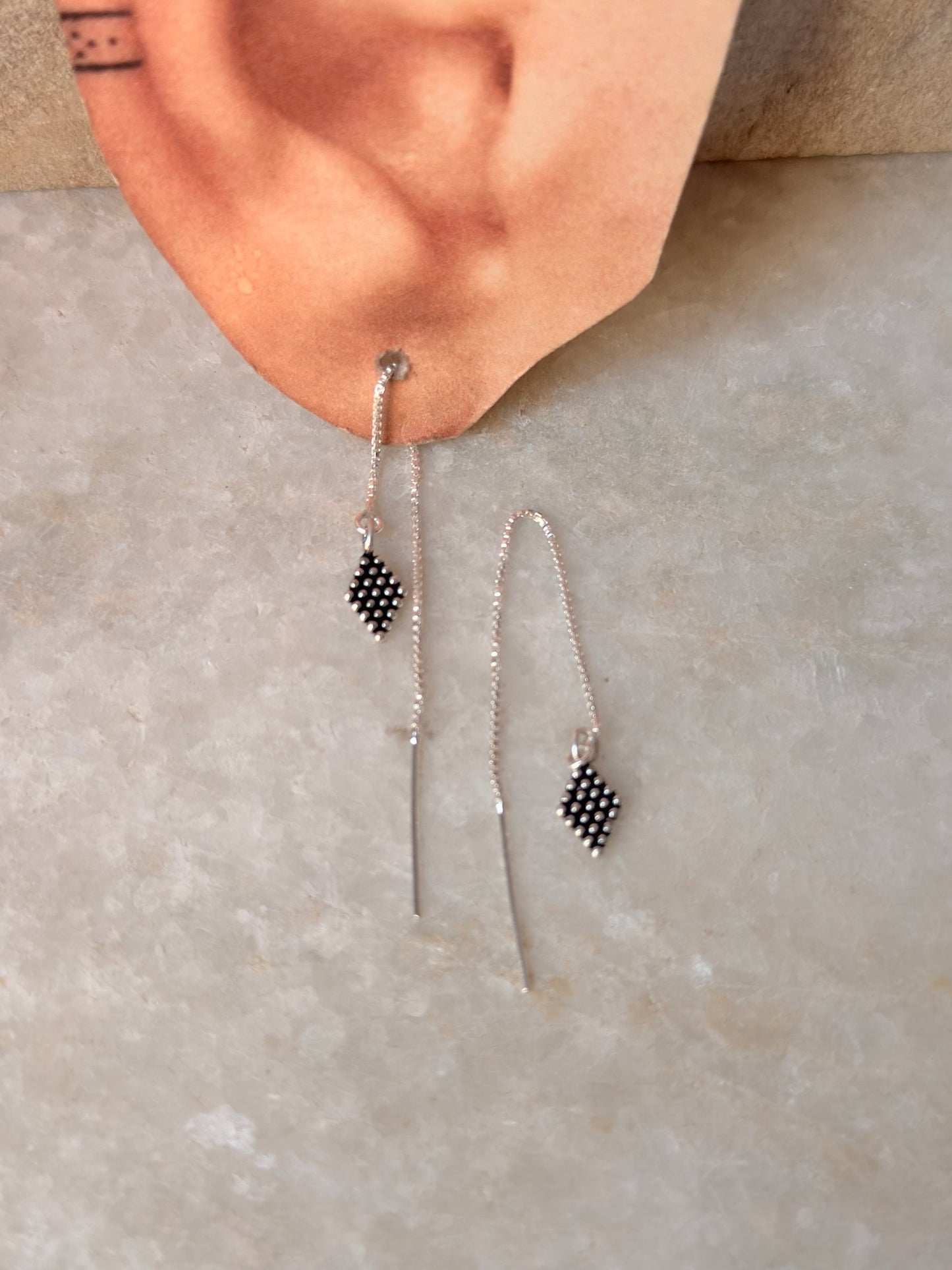 925 Sterling Silver Tribal Rawa Handcrafted Threader/Sui Dhaga Earring
