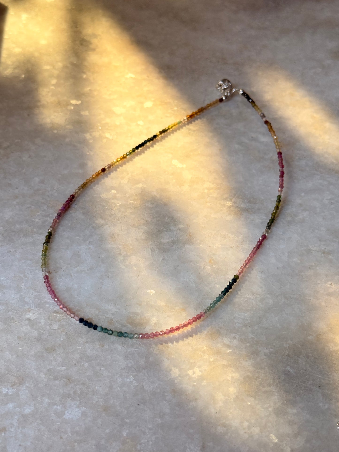 Multi Tourmaline Dark 2MM 925 Sterling Silver Necklace