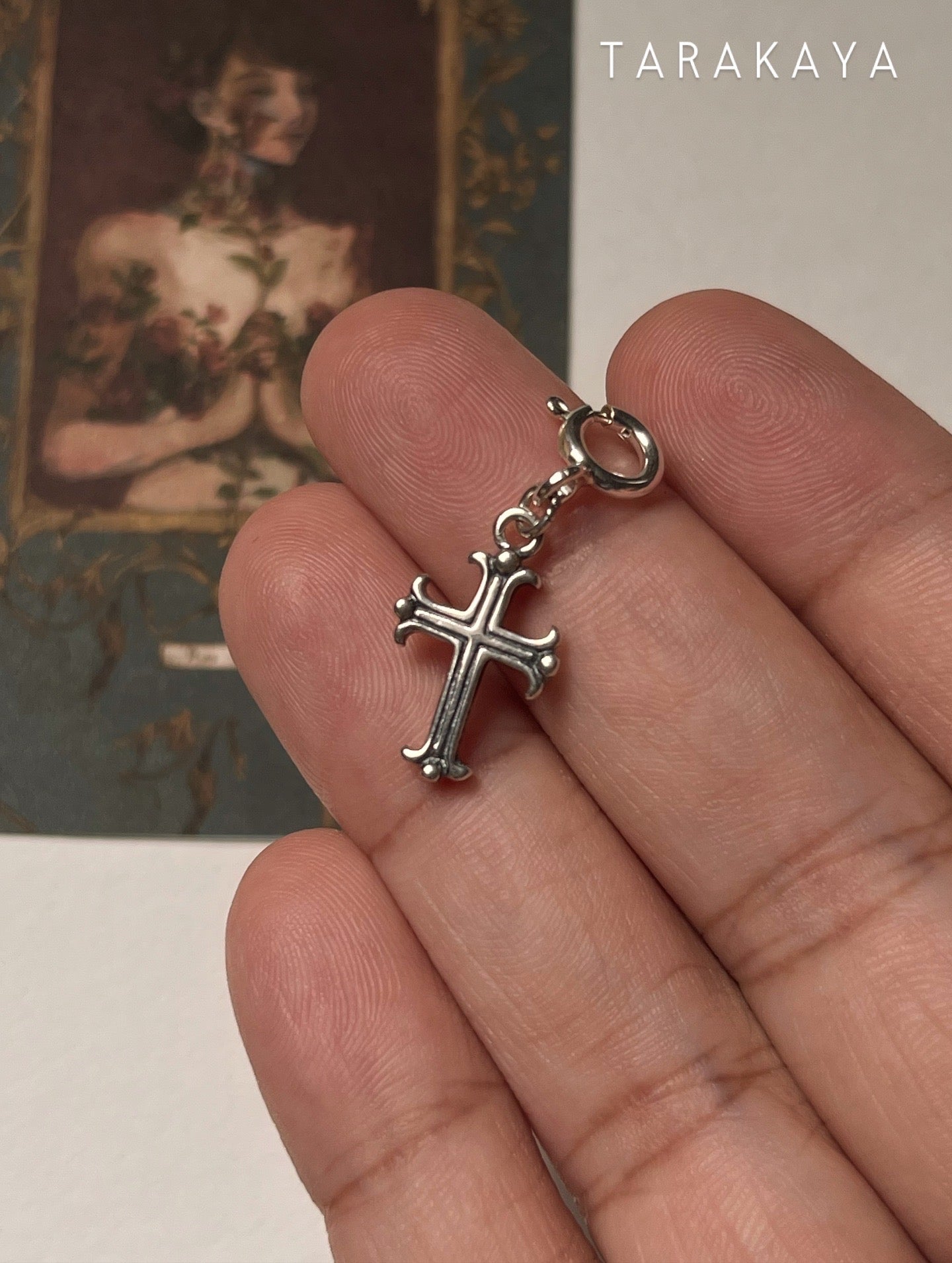 Vintage Italian Small Cross 925 Sterling Silver Pendant /Charm