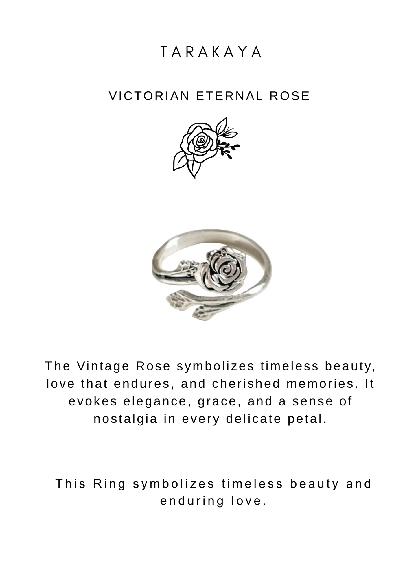 925 Sterling Silver Vintage Boho Rose Ring