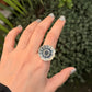 925 Sterling Silver Labradorite & CZ Flower Ring