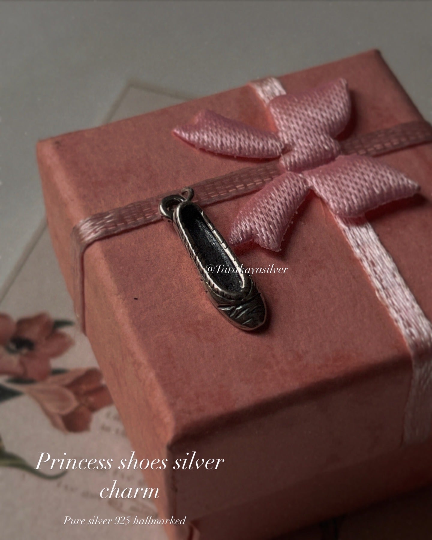 925 silver princess shoes charm for jewelry  