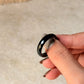 Natural Crystal Faceted Black Agate Band Ring