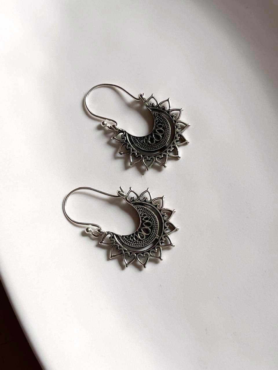 Handcrafted Sumri Banjara silver hoops