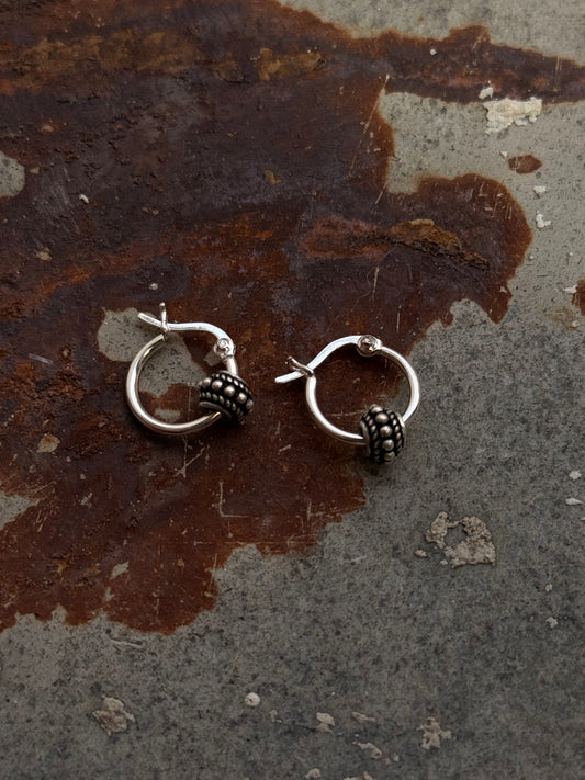 925 Sterling Silver Handcrafted Rawa Balls Hoops Mandali Earrings