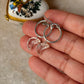 925 Sterling Silver Clear Quartz Moon Carved Charm Italian Hoops