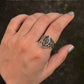 925 Sterling Silver Smokey Quartz Marquise Vintage Crown Ring