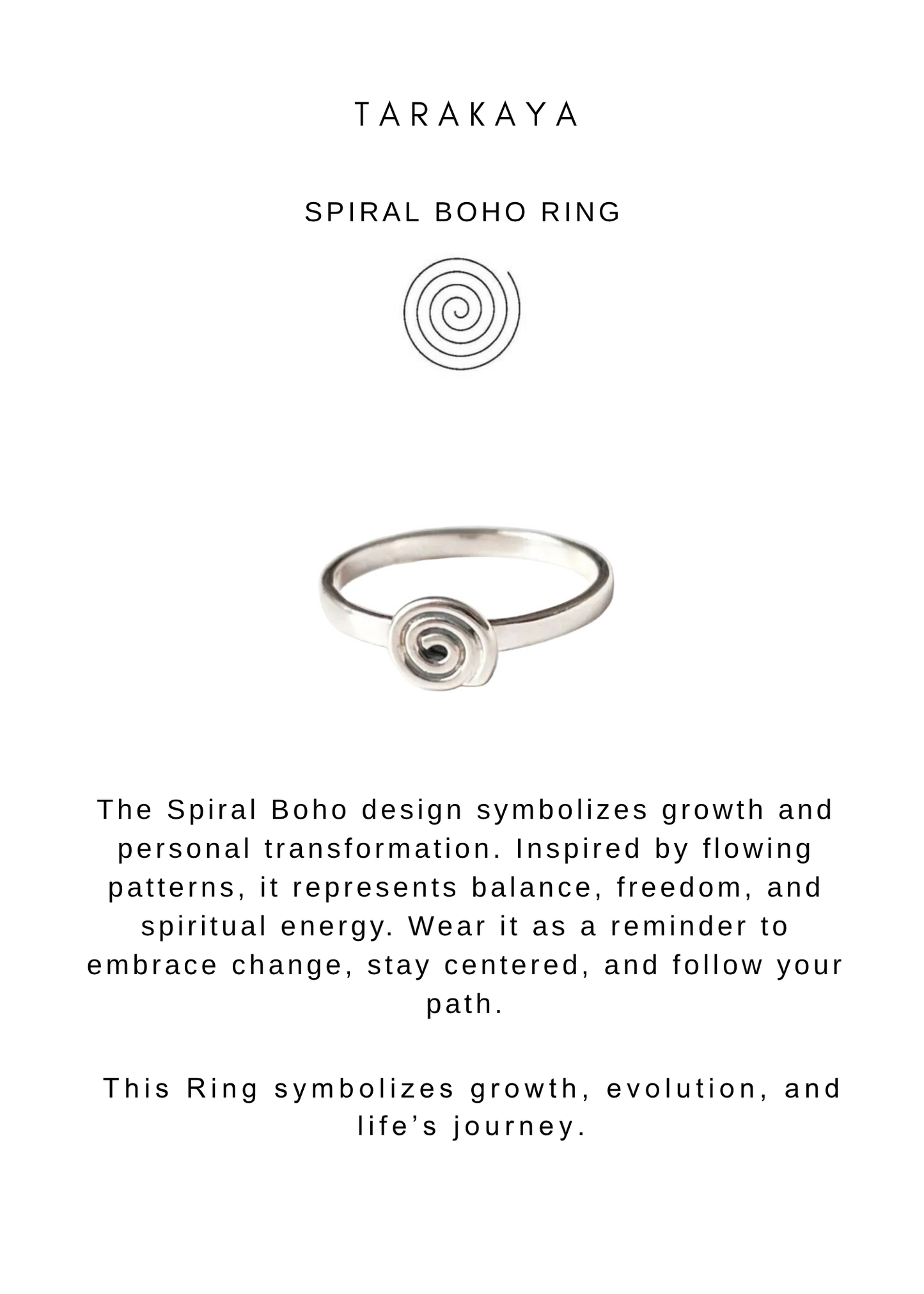 925 Sterling Silver Boho Spiral Plain Ring
