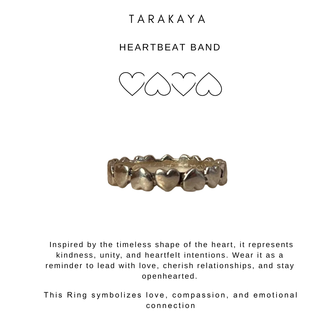 925 Sterling Silver Heart Band Boho Ring