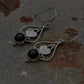 925 Sterling Silver Black Onyx Pear Leaf Rustic Hook Earrings