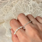 Natural Crystal Stretchy Fresh Water Pearl & Fluorite Rings