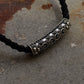 925 Sterling Silver Black Leather Cord Knot Mandali Choker Necklace