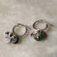 925 Sterling Silver Hill Tribe Handcrafted Coin Charm,Kingsman Turquoise ,Rawa Tribal Charm &Silver Ball -Removal Italian Hoops
