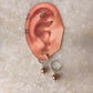 Brown Faux Pearl Charm 925 Sterling Silver Hoops